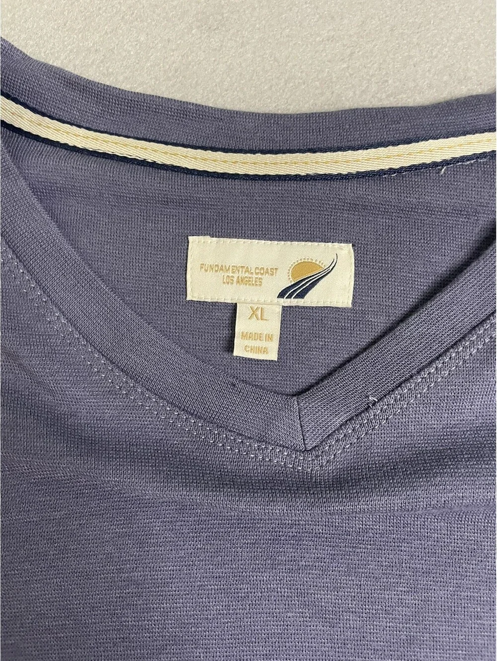 FUNDAMENTAL COAST Mens  Blue Long Sleeve V-neck - Size XL